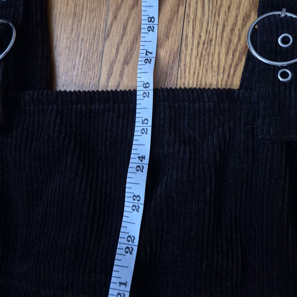 NWT Forever 21 Coastal Cowgirl Black Corduroy Pinafore Dress with Buckle Straps - Picture 8 of 8